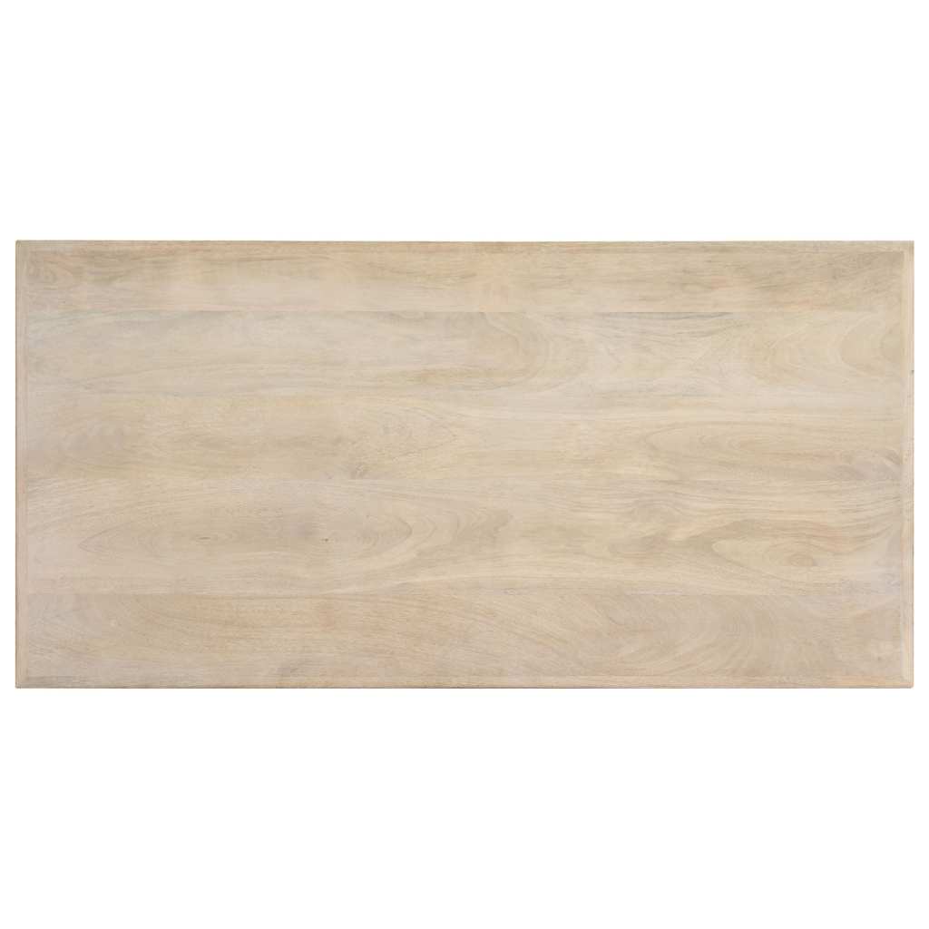 vidaXL Dining Table | White and black | Solid mango wood, steel | 120x60x75 cm 4