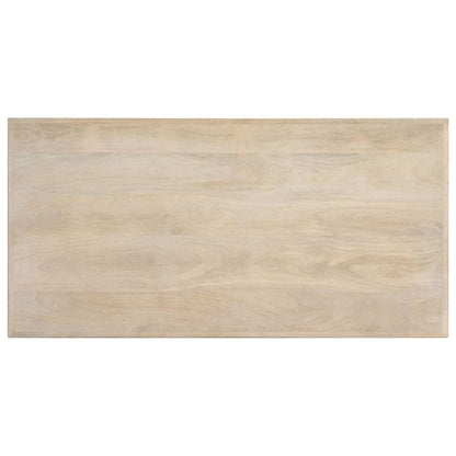 vidaXL Dining Table | White and black | Solid mango wood, steel | 120x60x75 cm 4