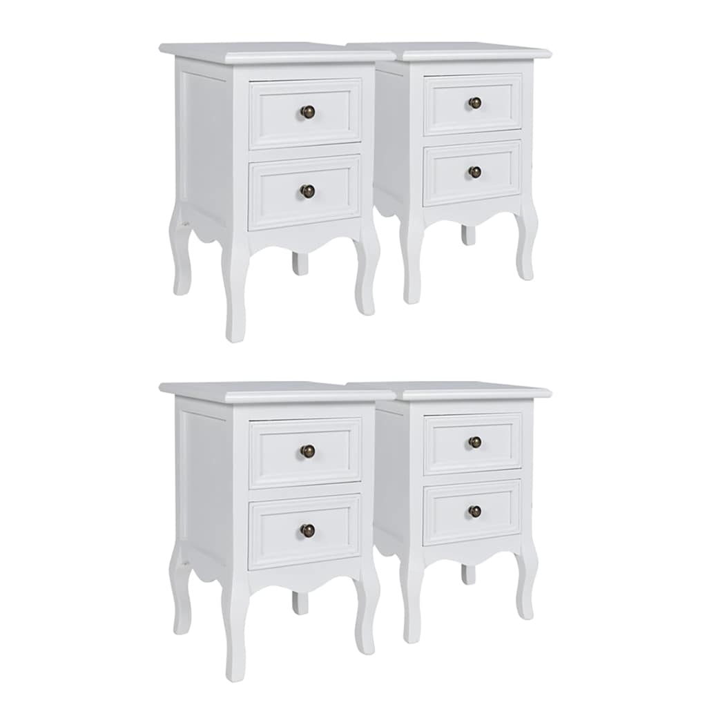 vidaXL Nightstands 4 pcs with 2 Drawers MDF White 2