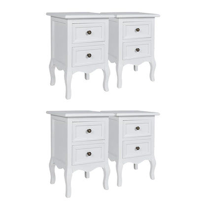 vidaXL Nightstands 4 pcs with 2 Drawers MDF White 2