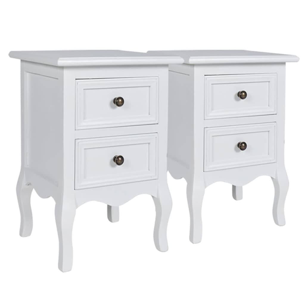 vidaXL Nightstands 4 pcs with 2 Drawers MDF White 3