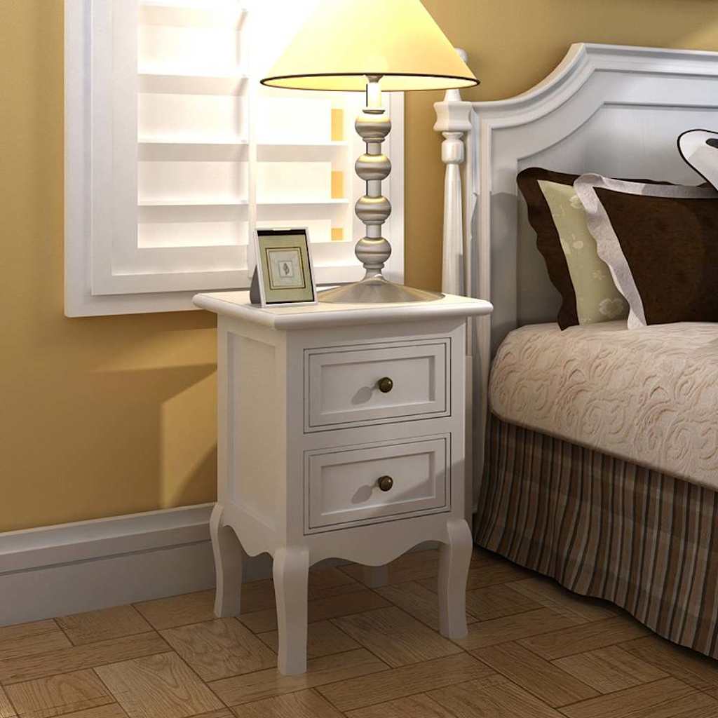 vidaXL Nightstands 4 pcs with 2 Drawers MDF White 1