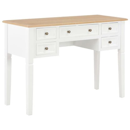 vidaXL Writing Desk | White and Brown | MDF and Pinewood | Standard 1