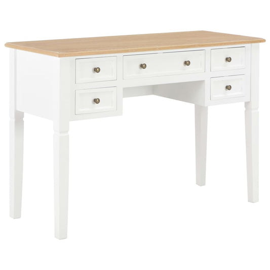 vidaXL Writing Desk | White and Brown | MDF and Pinewood | Standard 1