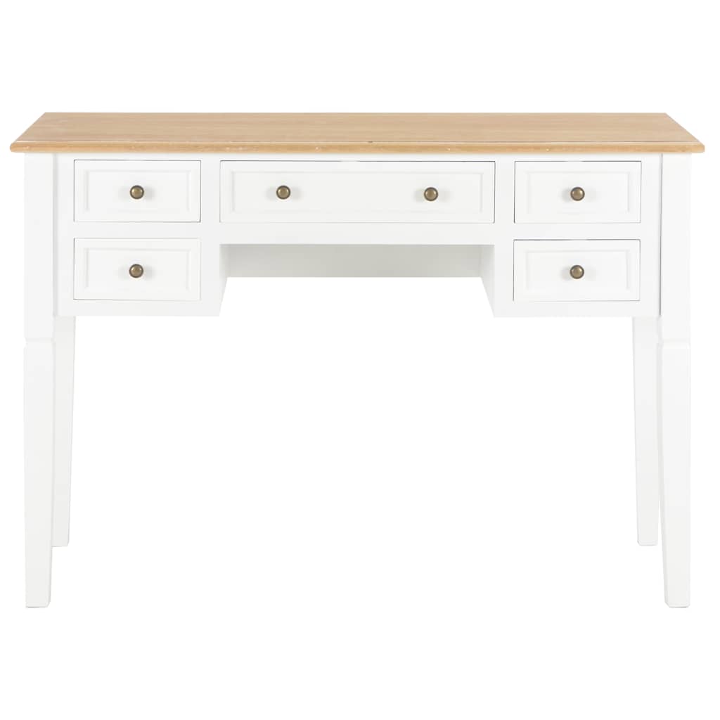 vidaXL Writing Desk | White and Brown | MDF and Pinewood | Standard 3