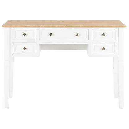 vidaXL Writing Desk | White and Brown | MDF and Pinewood | Standard 3