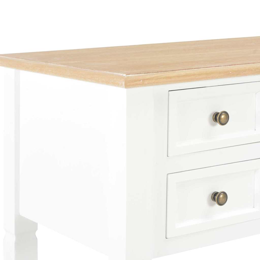 vidaXL Writing Desk | White and Brown | MDF and Pinewood | Standard 6