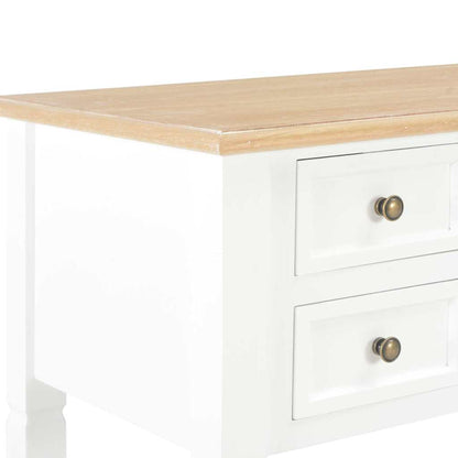 vidaXL Writing Desk | White and Brown | MDF and Pinewood | Standard 6