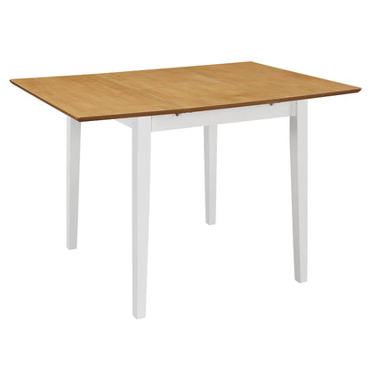 vidaXL Dining Table | White and brown | Solid rubber wood and MDF | 80-120cm 1
