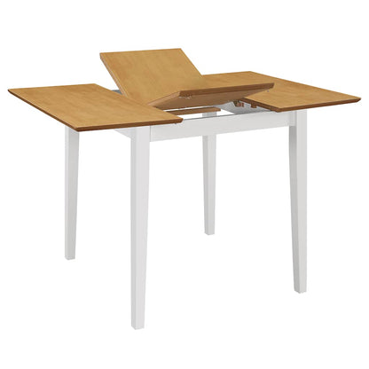 vidaXL Dining Table | White and brown | Solid rubber wood and MDF | 80-120cm 2