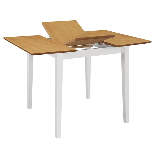 vidaXL Dining Table | White and brown | Solid rubber wood and MDF | 80-120cm 2