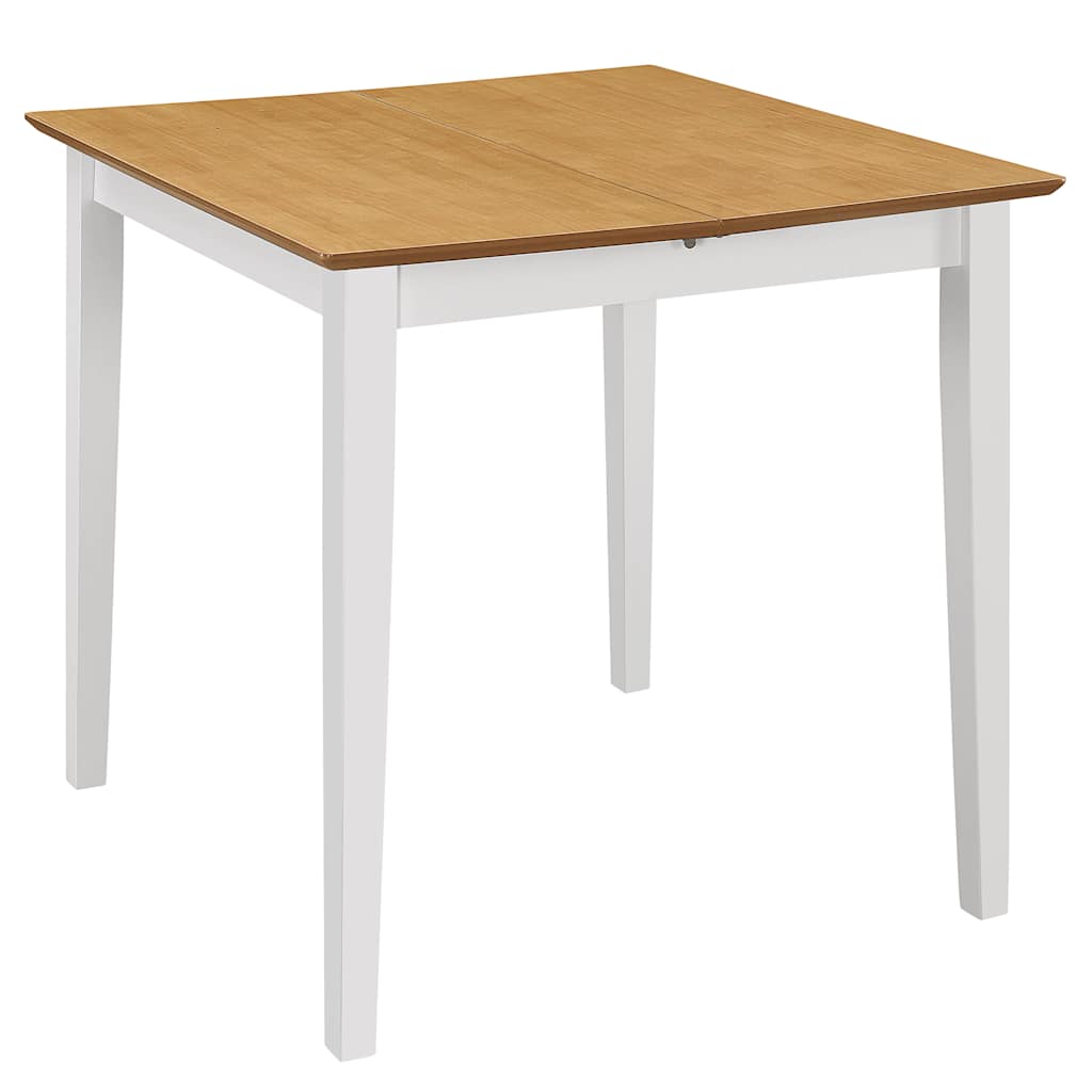 vidaXL Dining Table | White and brown | Solid rubber wood and MDF | 80-120cm 3