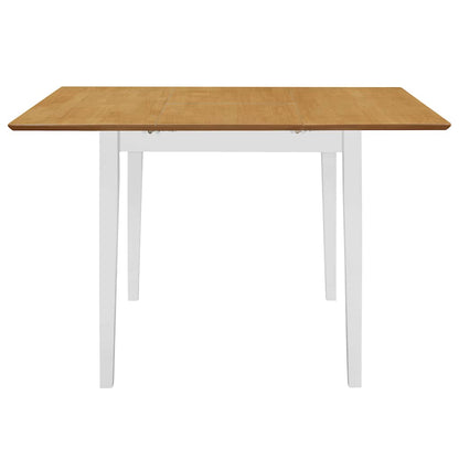 vidaXL Dining Table | White and brown | Solid rubber wood and MDF | 80-120cm 4