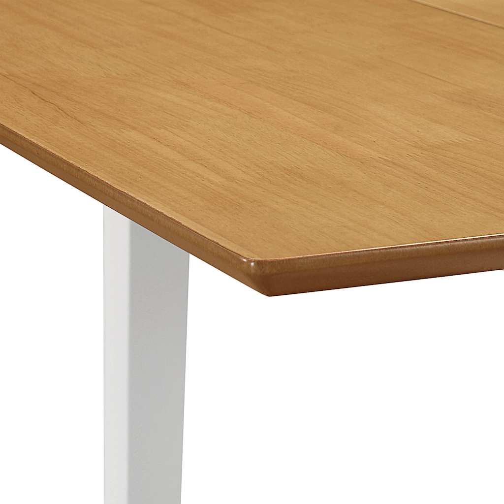 vidaXL Dining Table | White and brown | Solid rubber wood and MDF | 80-120cm 5