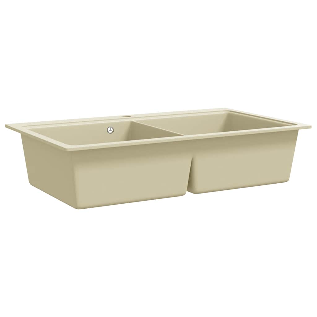 Overmount Kitchen Sink Double Basin Granite Beige