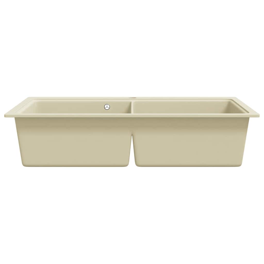 Overmount Kitchen Sink Double Basin Granite Beige