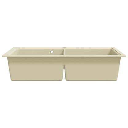 Overmount Kitchen Sink Double Basin Granite Beige