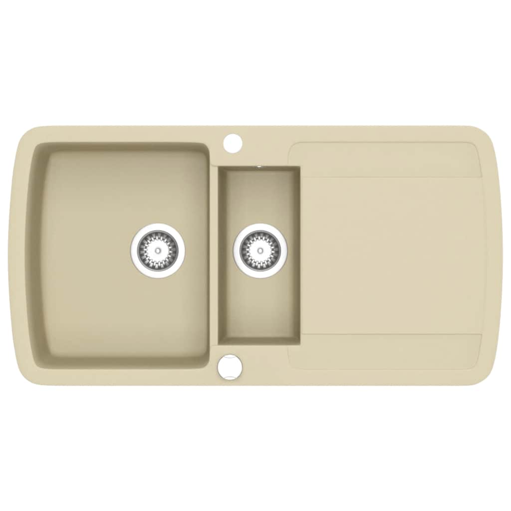 144854 vidaXL Granite Kitchen Sink Double Basins Beige 2