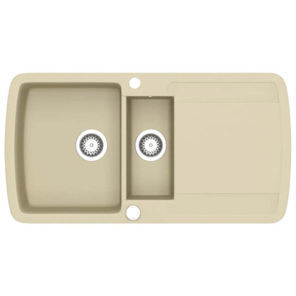 144854 vidaXL Granite Kitchen Sink Double Basins Beige 2
