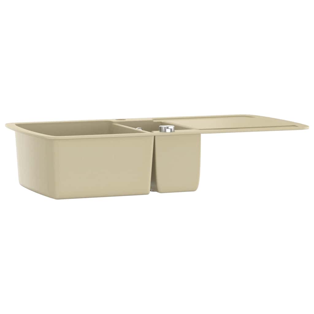 144854 vidaXL Granite Kitchen Sink Double Basins Beige 3
