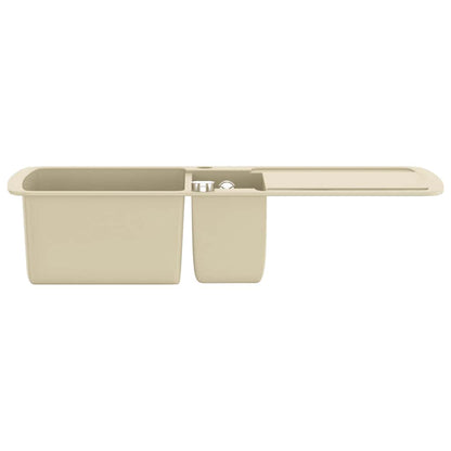 144854 vidaXL Granite Kitchen Sink Double Basins Beige 4