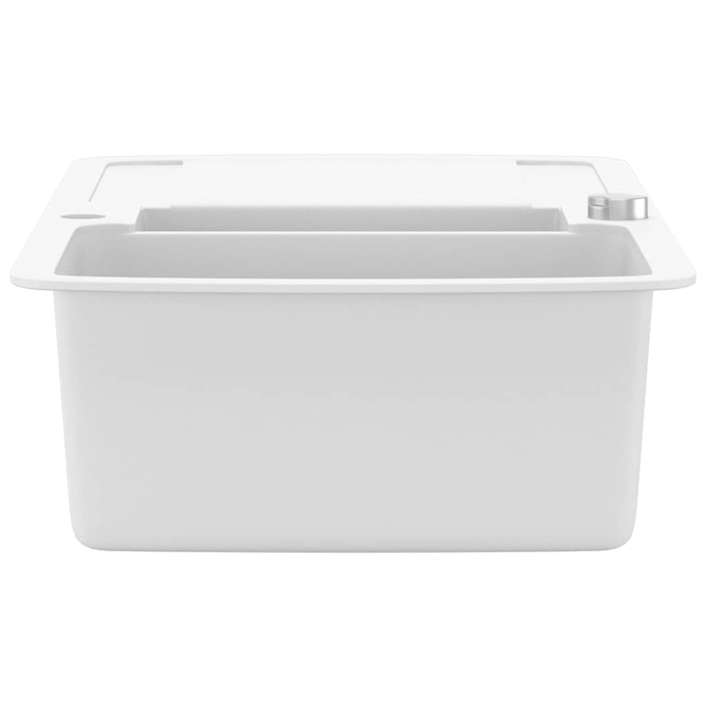 vidaXL Granite Kitchen Sink Double Basins White 5