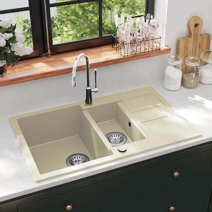vidaXL Granite Kitchen Sink Double Basin