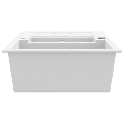 vidaXL Granite Kitchen Sink Double Basins White 5