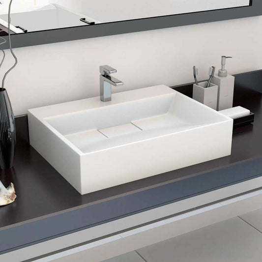 Wash Basin Mineral Cast/Marble Cast White Standard 50 cm 13 cm 38 cm