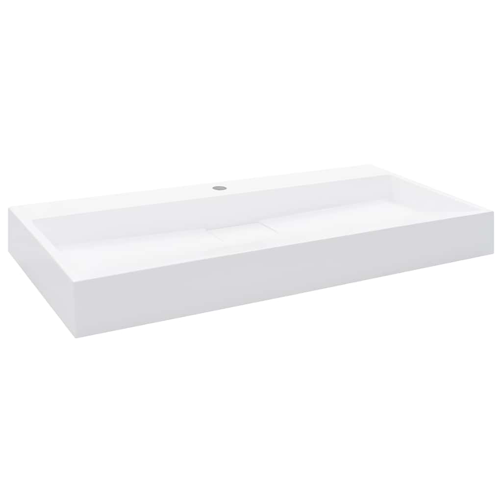 144066 vidaXL Wash Basin 100x46x11 cm Mineral Cast/Marble Cast White 2