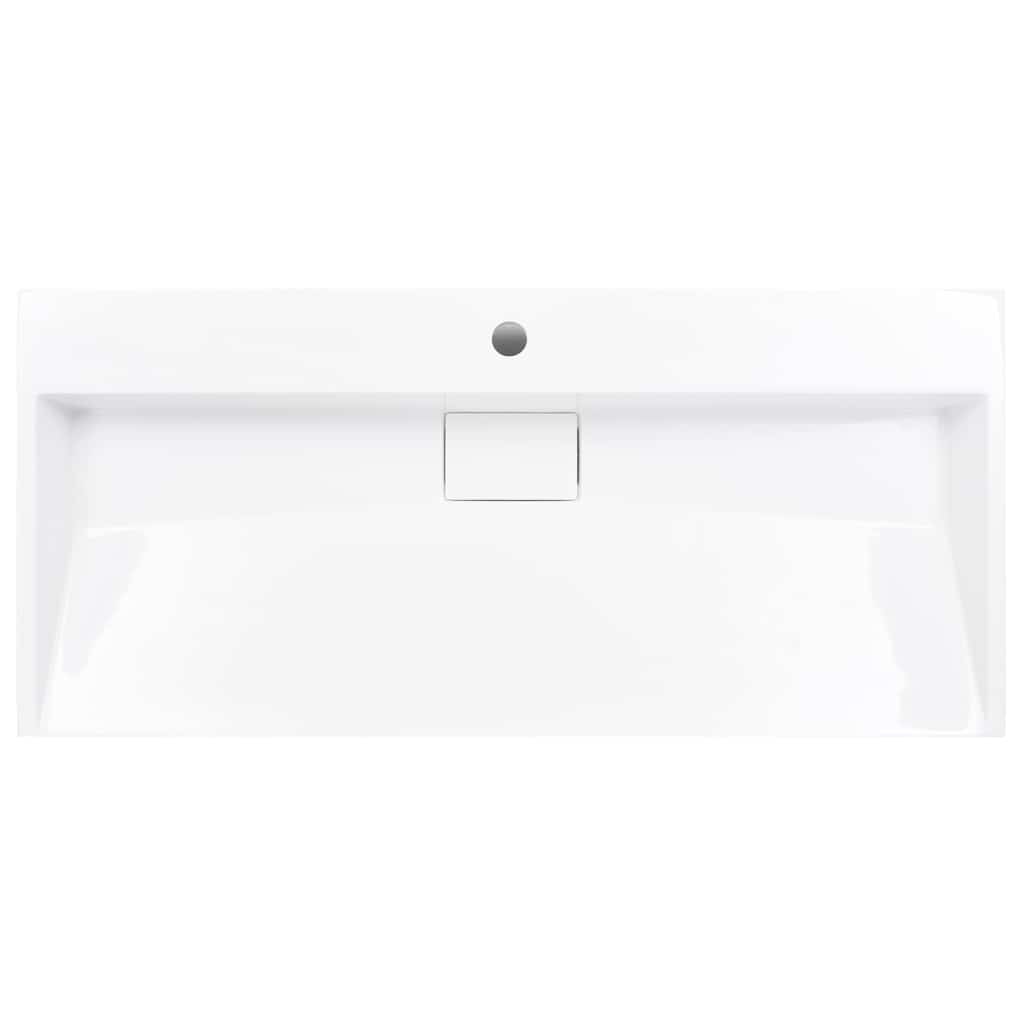 144066 vidaXL Wash Basin 100x46x11 cm Mineral Cast/Marble Cast White 4