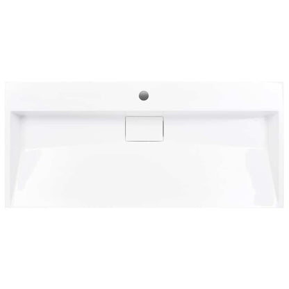 144066 vidaXL Wash Basin 100x46x11 cm Mineral Cast/Marble Cast White 4