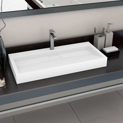 144066 vidaXL Wash Basin 100x46x11 cm Mineral Cast/Marble Cast White 1