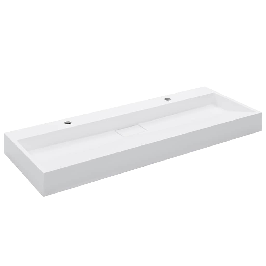 144068 vidaXL Wash Basin 120x46x11 cm Mineral Cast/Marble Cast White 2