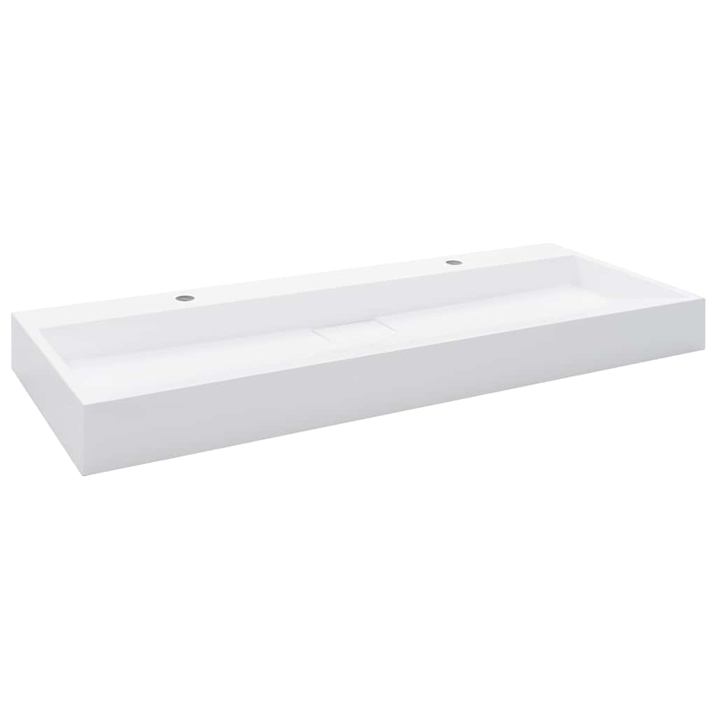 144068 vidaXL Wash Basin 120x46x11 cm Mineral Cast/Marble Cast White 5