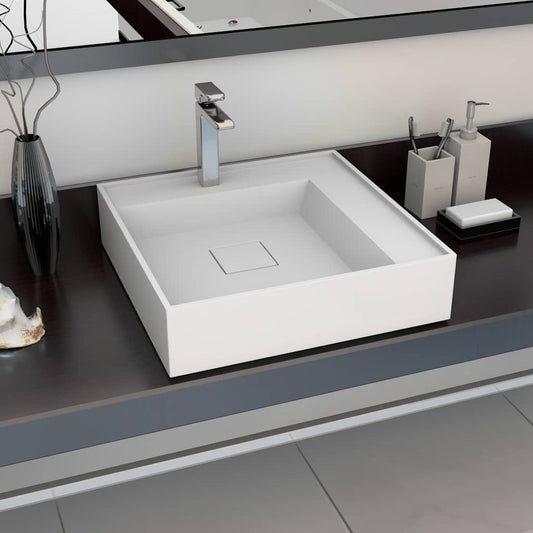 Wash Basin Mineral Cast/Marble Cast White Standard 50 cm 12.3 cm 50 cm