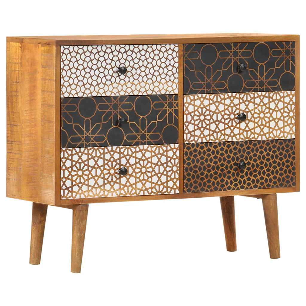 247916 vidaXL Sideboard with Printed Pattern 90x30x70 cm Solid Mango Wood 1