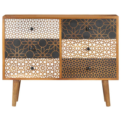 247916 vidaXL Sideboard with Printed Pattern 90x30x70 cm Solid Mango Wood 2
