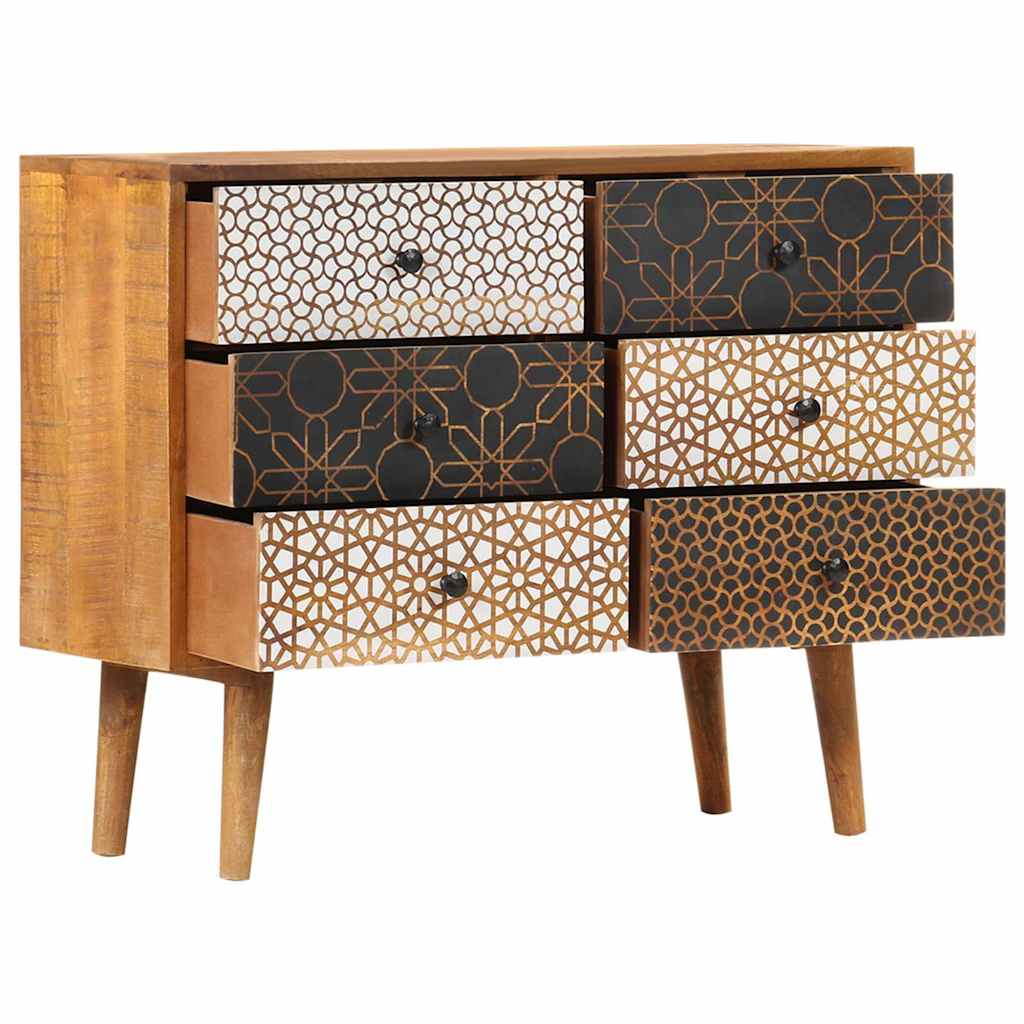 247916 vidaXL Sideboard with Printed Pattern 90x30x70 cm Solid Mango Wood 3
