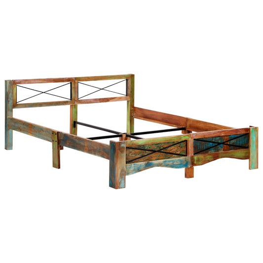 vidaXL Bed Frame without Mattress Solid Reclaimed Wood 160x200 cm 2