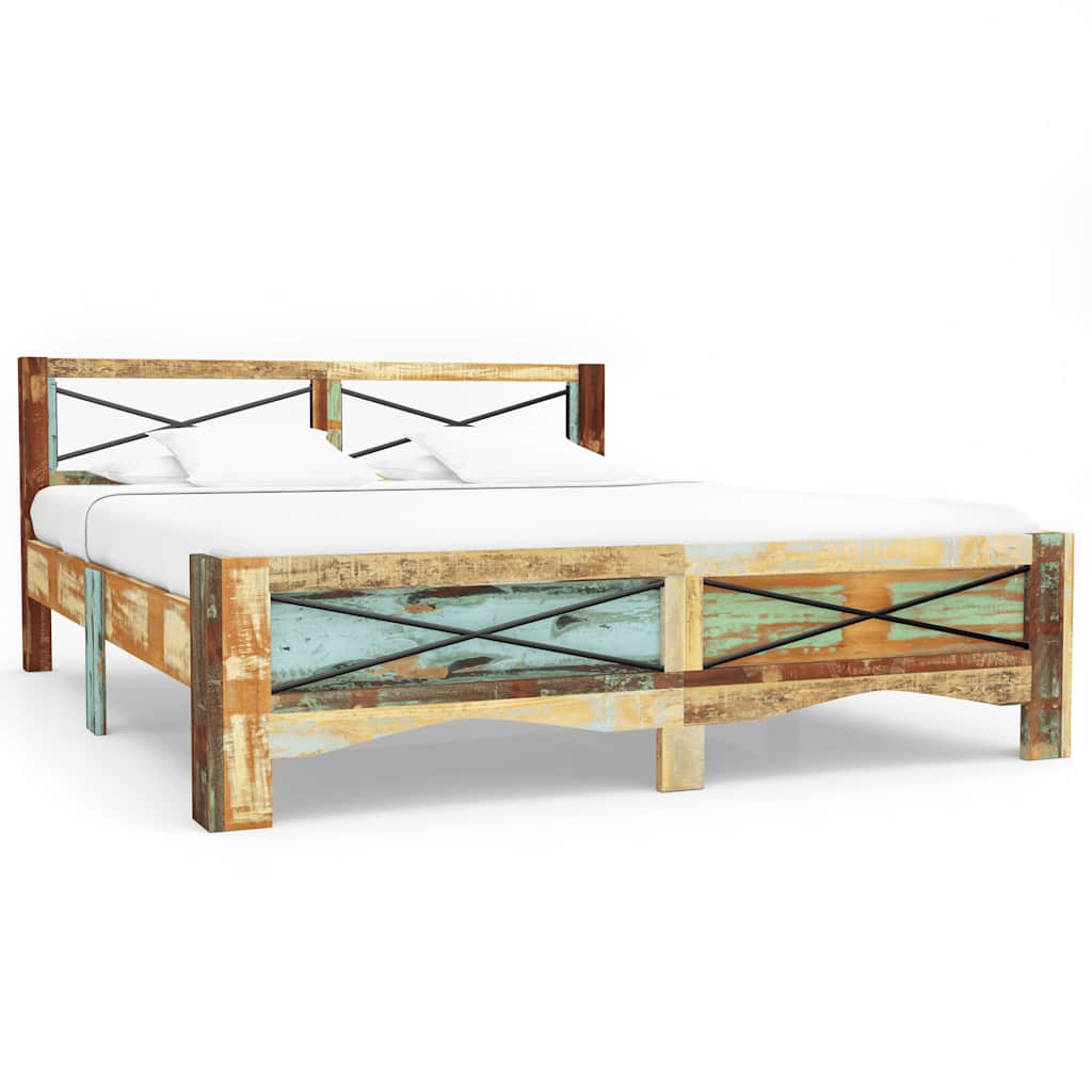 vidaXL Bed Frame without Mattress Solid Reclaimed Wood 180x200 cm 1