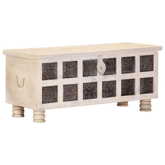 247670 vidaXL Storage Box White 110x40x45 cm Solid Acacia Wood 1