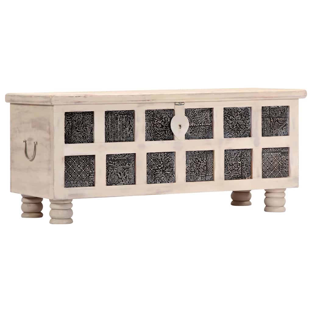 247670 vidaXL Storage Box White 110x40x45 cm Solid Acacia Wood 3