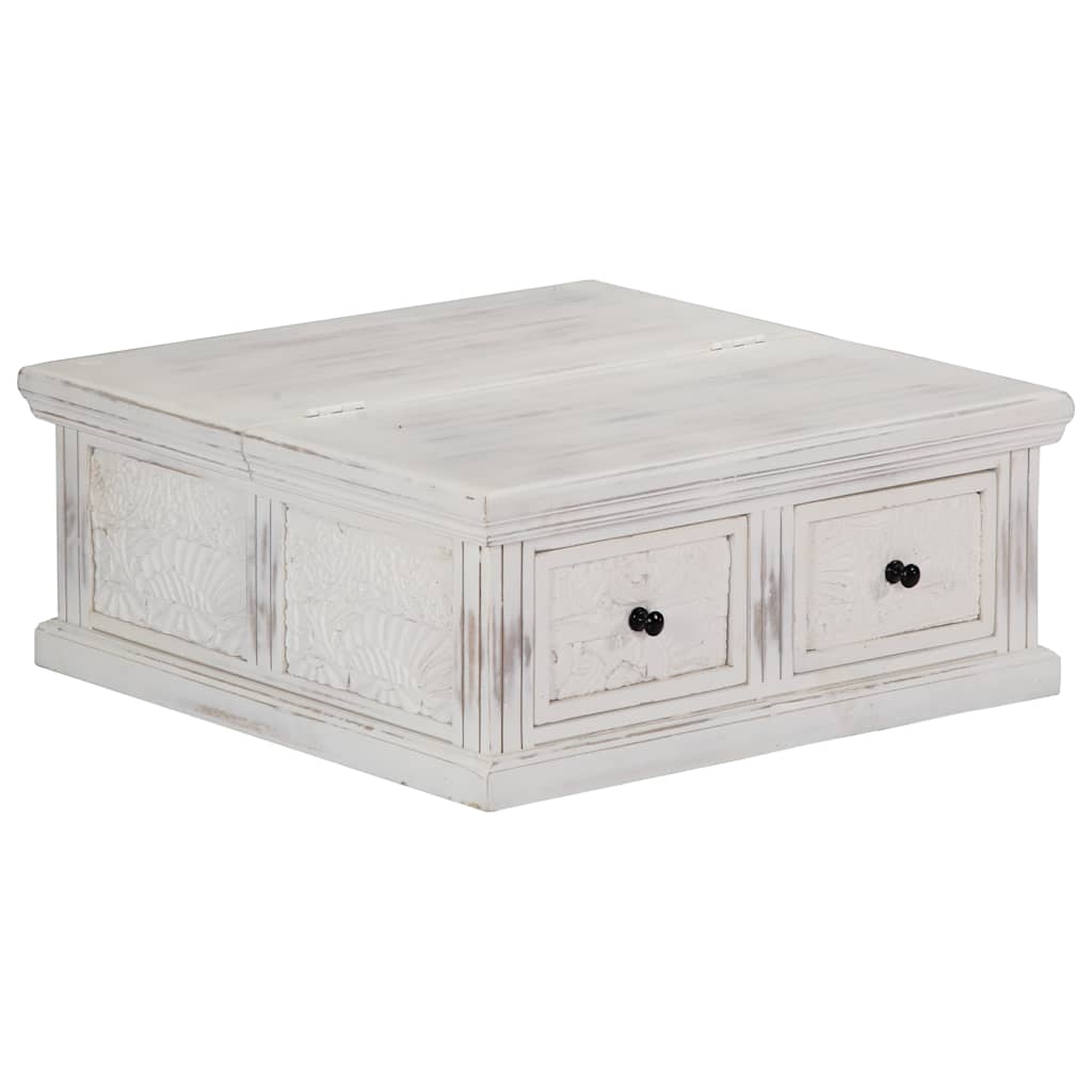 vidaXL Coffee Table White 70x70x30 cm Solid Mango Wood 1