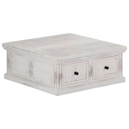 vidaXL Coffee Table White 70x70x30 cm Solid Mango Wood 1