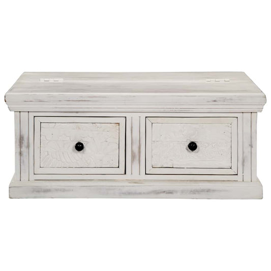 Coffee Table White Solid Mango Wood, image 2