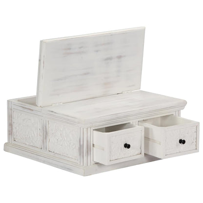 vidaXL Coffee Table White 70x70x30 cm Solid Mango Wood 3