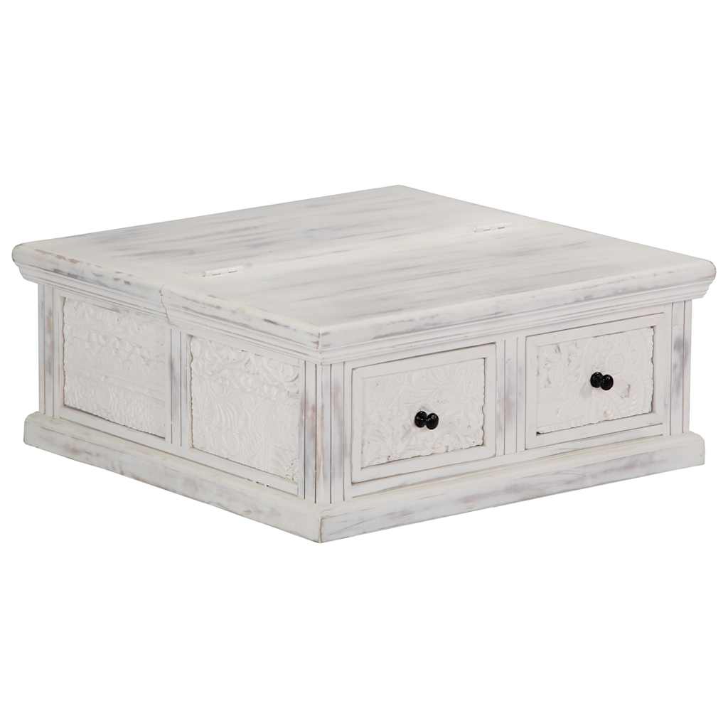 vidaXL Coffee Table White 70x70x30 cm Solid Mango Wood 4
