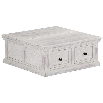 vidaXL Coffee Table White 70x70x30 cm Solid Mango Wood 4