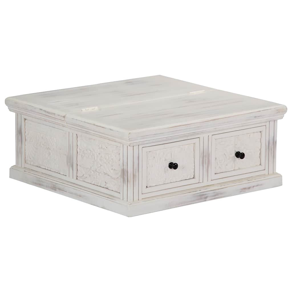 vidaXL Coffee Table White 70x70x30 cm Solid Mango Wood 5
